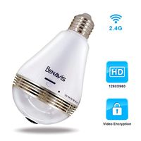 Light Bulb Cameras, AES Encryption Hidden Security Cams W/O Sd Card, Wireless WiFi 360 Panoramic VR Fisheye Spy IP CCTV Video Surveillance, Home Front Porch E26 LED Light Fixture, Indoor Usage Only