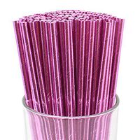 Just Artifacts 100pcs Premium Biodegradable Solid Paper Straws (Solid, Metallic Baby Pink)