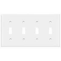ENERLITES Toggle Light Switch Wall Plate, Size 4-Gang 4.50" x 8.19", Unbreakable Polycarbonate Thermoplastic, 8814-W, White