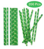 Finico 200 Pieces Biodegradable Paper Straws Bamboo Paper Straws, Drinking Decoration Straws