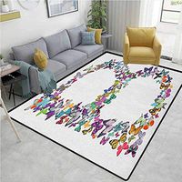 YucouHome Letter B Personalized Area Rug Hallway Runner, Exoticism Beauty Fragility Theme Springtime Creatures Forming Letter B Feminine, Fashionable High Class Living Dinning Room(5'x 8') Multicolor
