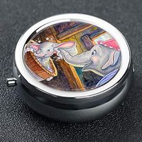 Mom is Helping Xiaofei to Take A Shower Paintings Custom Round Silver Pill Box Pocket 2.1 inches Medicine Tablet Holder Organizer Case for Purse