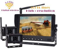 Digital Wireless Rear View Backup Reverse Camera System, 9" Wireless Split LCD Monitor with Two Wireless Waterproof Ir Color Cameras for Excavator, Cement Truck, Farm Tractor, Trailer, 5th Wheel, Rv Camper, Heavy Truck