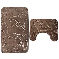 super1798 2Pcs/set Dolphin Print Bathroom Toilet Carpet Rug Floor Mat Set Non-slip Home Decor Coffee