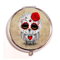 Cute Red Day of the Dead Sugar Skull Owl Rough Diy Photo Personalized Custom Pill Box Pill Case Medicine Organizer Harper Lee Book Cover Home Decor Spring box