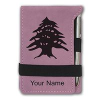 Mini Notepad, Flag of Lebanon, Personalized Engraving Included (Pink)