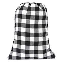 Buffalo Plaid Christmas Santa Sack Buffalo Check Drawstring Gift Bag Buffalo Plaid Christmas Ornaments (Black Buffalo Plaid)