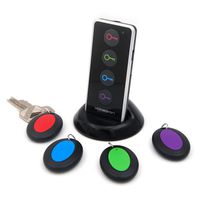 Vodeson Wireless Key Finder RF Item Locator with Base Support and LED Flashlight, Keys, Wallet, Pet Locator with Sound Alarm, 1 Transmitter + 4 Receivers - Black