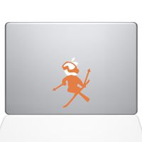 The Decal Guru Skiing Decal Apple Decal Vinyl Sticker, 15" MacBook Pro (2015 & Older Models), Orange (1636-MAC-15P-P)