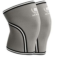 Mava Sports Knee Compression Sleeve Support for Men and Women with Perfect 7mm Neoprene Material for Powerlifting, Weightlifting, Body Building, Gym Workout, WOD and Squats (Grey, X-Large)