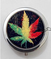 BlackKey Multicolor Marijuana Weed Leaf 3-Compartment Decorative Pocket Gift Box Case Organizer for Pill, Color 1 -323