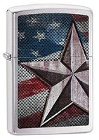 Personalized ZIPPO Lighter Retro Star and Flag Brushed - Free Engraving (28653)