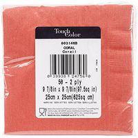Creative Converting 803146B Touch of Color Beverage Napkins, 5 x 5-Inch, Coral