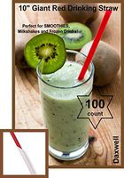 100 count 10" Red Giant Drinking Straw Wrapped Daxwell, SMOOTHIE Straw