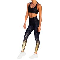 ANJUNIE Women's Workout Sequin Leggings Fitness Sports Gym Running Yoga Athletic Pants(Black,S)