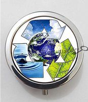 BlackKey Recycle Symbol 3-Compartment Decorative Pocket Gift Box Case Organizer for Pill, Color 1 -610