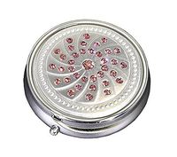 Pink Gemstones Fashion Bling Three Section Pocket Purse Travel Pill Box Case