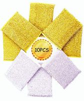 Heatoe 10 Pack Kitchen Scrubbing Sponges Non-Scratch Scrubbing Sponge Cleaner Heavy Duty Sponge Dish Cleaner Dish Scouring Scrubber Gold and Silver Sparkle Scrub Sponge
