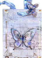 Punch Studio Life is an Adventure 3-D Foil Gem Embellished Gift Bag with Gift Tag, Butterfly Map 65829, Small