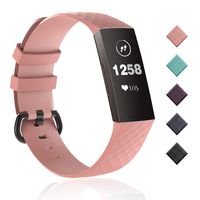 Lintelek Compatible with Fitbit Charge 3 Bands, Canvas Woven Fabric Band, Soft TPU Adjustable Replacement Wristbands, Silicone Straps Sports Accessories