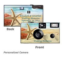 5 Starfish Paradise Personalized Disposable Wedding Cameras, Single use