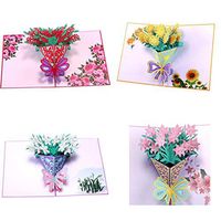 Greeting Gift Cards Set Of 4 3D Flowers Greeting Cards Paper Craft Holiday Birthday Cards