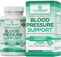 Premium Blood Pressure Support Supplement by PurePremium with Hawthorn & Hibiscus - Natural Anti-Hypertension for Cardiovascular & Circulatory Health - Vitamins & Herbs Promote Heart Health - 90 Caps