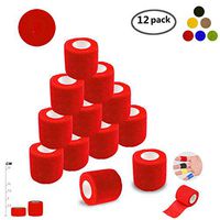 Self Adherent Wrap Tape Medical Cohesive Bandages Flexible Stretch Athletic Strong Elastic First Aid Tape for Sports Sprain Swelling and Soreness on Wrist and Ankle 12 Pack 2Inch X 5Yards(red)
