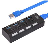 USB 3.0 Hub Travel Hub with Separate Four Ports Lightweight Power Adapter Hub for iMac Pro, MacBook Air, Mac Mini/Pro, Surface Pro, Notebook PC, Laptop, USB Flash Drives, and Mobile HDD (Black)