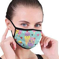 Unisex Seamless Pattern with Cute Ice Cream 6.8“ X 4.7”Inch Face Mouth Mask Cotton, Washable, Reusable Cloth for Cycling Camping Travel