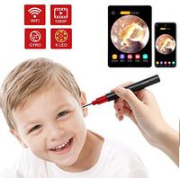 Ear Endoscope, 1080P Wireless Ear Wax Removal, Super Light Lens Earwax Cleaning Tool with 6 LED Lights, WiFi Ear Otoscope Camera with 3-Axis Gyroscope, Compatible with Smartphone & Tablet (Black red)
