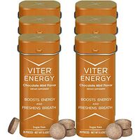 Viter Energy Caffeinated Mints - 40mg Caffeine & B-Vitamins Per Powerful Sugar Free Mint. Boost Energy, Focus & Fresh Breath. 2 Pieces Replace 1 Coffee (Chocolate Mint, 6-Pack)