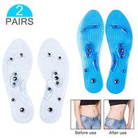 2 Pairs Acupressure Magnetic Massaging Insoles,Massage Insoles Reflexology Plantar Fasciitis Pain Relief Weight Loss Silicone Insoles with Arch Support for Men and Women Washable and Cutable