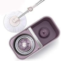 Broom and Dustpan With Long Handle Telescopic Upri Rotating mop - stainless steel lazy mop, household absorbent mop (Size : There are four mop heads)