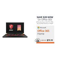 MSI GS75 Stealth-413 17.3" Gaming Laptop, 144Hz Display, Intel Core i7-9750H + Microsoft Office 365 Home with Auto-Renew