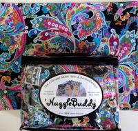 'NUGGLEBUDDY NEW! Microwave Moist Heat & Aromatherapy Organic Rice Pack. Cold Pack. Gorgeous Black"Floral Paisley" Fabric with PURE PEPPERMINT Aromatherapy