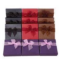 BENECREAT 12 Pack Cardboard Jewelry Bangle Gift Boxes with Bows in 4 Colors for Bangle and Bracelet - 3.5 x 3.5 x 1 Inches