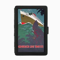 Perfection In Style Black Color Metal Cigarette Case Vintage Boat Posters Design 007