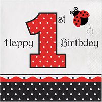 Ladybug Fancy 1st Birthday Napkins, 48 ct