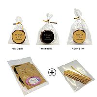 Flat Cellophane Bags with "Thank You" Round Sticker for Gift Packaging, Pack of 40 (9x13cm, Mix)