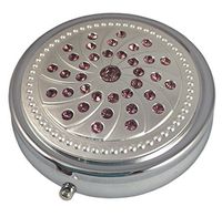 Purple Amethyst Gemstones Fashion Bling Three Section Pocket Purse Travel Pill Box Case