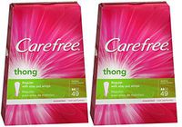 Carefree Thong Pantiliner Unscented 49 Liners per Box, 2 Pack