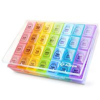 AUVON iMedassist Monster Weekly Pill Organizer, 2nd Gen Extra Large Pill Box Case (7-Day / 4-Times-A-Day) with Huge Compartments to Hold Plenty of Fish Oils, Vitamins,Supplement and Medication (XL)