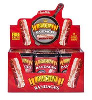 Bulk Bacon Bandages (12 Tins) - Bacon Strips Novelty Adhesive Band Aids (12ct Retail Case with POP Display)