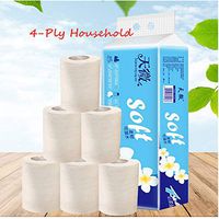 10 Rolls Toilet Paper, Cnebo 4-Layers Ultra Soft Paper Roll White Toilet Roll Tissue Hollow Replacement Paper Hand Towels for Bathroom Kitchen