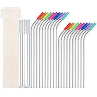 Metal Straws Stainless Steel Straws Set of 20 Reusable Drinking Straws with 20 Silicone Tips 5 Straw Cleaning Brush 1 Travel Case Ultra Long Metal Straws Fit for 20 24 30 oz Yeti Tervis Rtic Tumbler