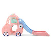 Mostbest Kids Slide with Basketball Hoop, Sturdy Toddler Slipping Slide Climber for Indoor Outdoors Games, Playground Equipment Set (Pink)