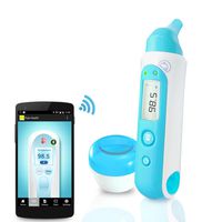 Ear & Forehead Digital Thermometer - Safe & Easy for Babies, Adults, Children, LCD Display, Bluetooth Thermometer Free App DL, Track Health, Share Reading, Save Up to 10 Readings - Pyle (PHTM20BTBL)