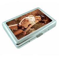Cowgirls Pin Up Girls Country USA S3 Silver Cigarette Case Metal Wallet Id Holder King & 100's 4" X 2.75" RFID Protection