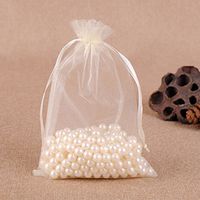MELUOGE 100pcs 6X9 Inches Organza Drawstring Jewelry Pouches Bags Party Wedding Favor Gift Bags Candy Bags (White)